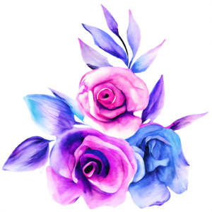 Scarica Stupendo mazzo di rose viola e blu PNG Online - Creative Fabrica