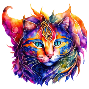 Scarica Faccia di gatto colorata con pelo psichedelico - Foto stock PNG  Online - Creative Fabrica