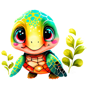 cute cartoon turtle with big eyes