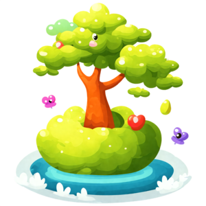Baixe Árvore de desenho animado colorida com frutas sorridentes