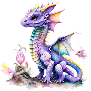 Télécharger Dragon coloré perché sur des rochers PNG En Ligne - Creative  Fabrica