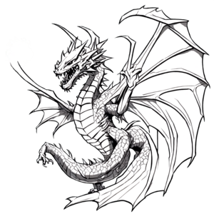 Download Black and White Dragon Drawing PNG Online - Creative Fabrica