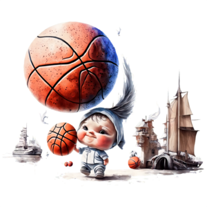 Baixe Personagem de desenho animado com bolas de basquete PNG