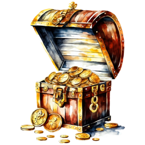 Baixe Baú do Tesouro com Moedas de Ouro - Armazenamento Valioso para Piratas  e Aventureiros PNG - Creative Fabrica