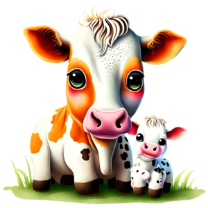 Vache veau bébé vaches taches de vache doux animaux pour enfant' Magnet  carré