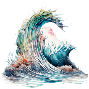 Scarica Dipinto ad acquerello di un'onda oceanica con il volto di una donna  PNG Online - Creative Fabrica