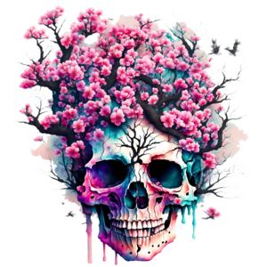 Skull neon spray paint and strokes - Sugar Skull - Posters and Art Prints