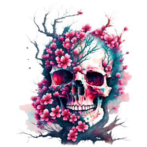 Skull with Pink & White Flowers - Slim Water Bottle » Heart and Sola  Creations Shop