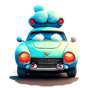 Download Cartoon character enjoying a scenic ride on an old-fashioned car  PNG Online - Creative Fabrica