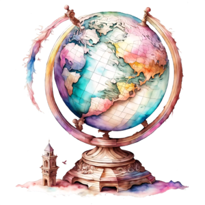 Télécharger Peinture à l'aquarelle de la Terre dessinée à la main sur un  globe ornemental PNG En Ligne - Creative Fabrica