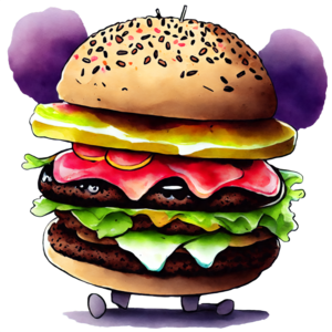 Scarica Delizioso Hamburger Cartoon con Orecchie di Topo PNG Online -  Creative Fabrica