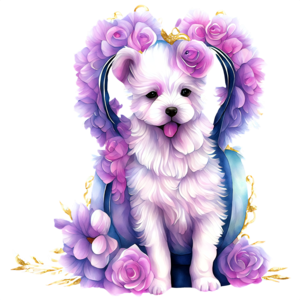 cão kawaii colorido em belo estilo em fundo branco. ilustração