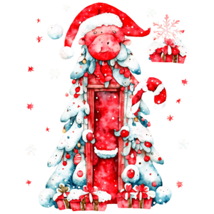 Cão bonito na meia de natal decorada com arte de linha de floco de neve.  página para colorir de crianças.