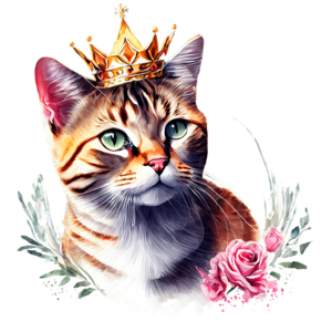 Orange Tabby Sticker,Orange Tabby with Crown Sticker, Cat Bubble