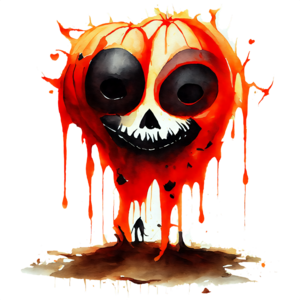 Download Scary Face with Red Hair and Bloody Eyes PNG Online - Creative  Fabrica