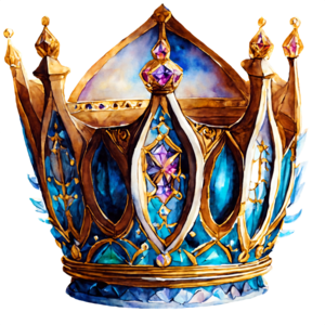 Scarica Corona blu e oro con gioielli - Ornamento per la regalità PNG  Online - Creative Fabrica