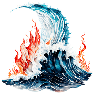 Download Abstract Painting of a Large Wave with Fire and Flames