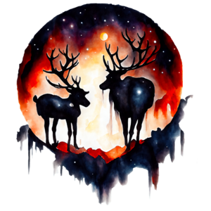 Download Watercolor Painting of Deer in Winter PNG Online - Creative Fabrica