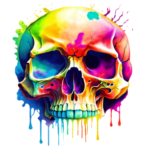 Baixe Obra de Arte de Crânio Colorido com Significado Simbólico PNG -  Creative Fabrica