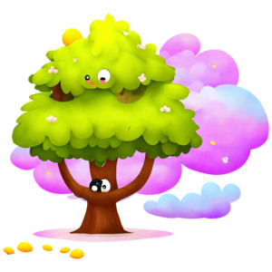 Baixe Árvore de desenho animado colorida com frutas sorridentes