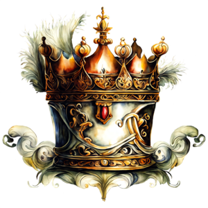 Scarica Elegante corona d'oro ornata con piume PNG Online - Creative Fabrica