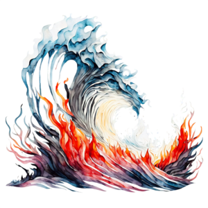 Download Abstract Painting of a Large Wave with Fire and Flames