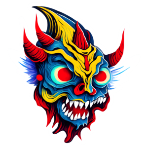 Download Menacing Blue Demon with Horns and Spiky Crown PNG Online -  Creative Fabrica