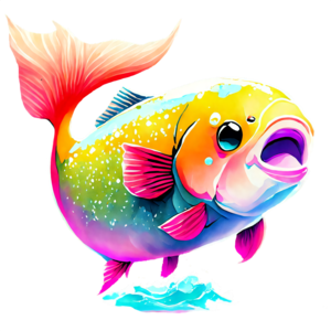 A painting of a rainbow fish jumping out of the water PowerPoint Template,  Backgrounds & Google Slides - ID 0000136744 