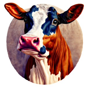 Scarica Ritratto di mucca dipinta e colorata PNG Online - Creative Fabrica