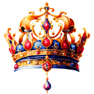 Elegant Royalty Crown in Red and Gold