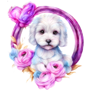 Dog in Purple Flowers