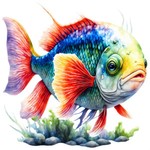Bunter Fisch im Aquarium oder dekorative Figurine PNG online herunterladen  – Creative Fabrica