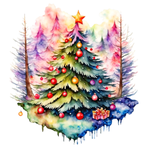 Multicolored Christmas Tree With Decorations On A Transpa PNG Images