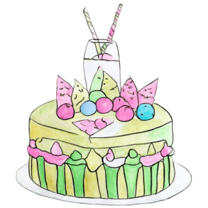 Scarica Torta colorata con decorazione dolci PNG Online - Creative Fabrica