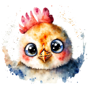 galinha marrom, frango de um toque de aquarela, desenho colorido