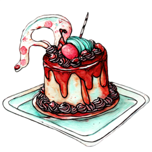 Crie um desenho animado de bolo de aniversário colorido e elegante ·  Creative Fabrica