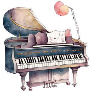 Baixe Urso de desenho animado tocando piano com instrumentos