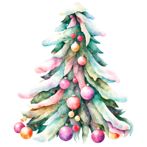 Multicolored Christmas Tree With Decorations On A Transpa PNG Images