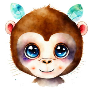 Baixe Macaco de desenho animado triste com olhos grandes PNG - Creative  Fabrica