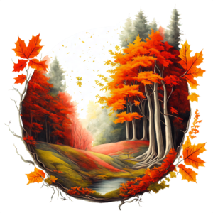 Baixe Pintura de Floresta de Outono com Árvores Coloridas e Riacho PNG -  Creative Fabrica