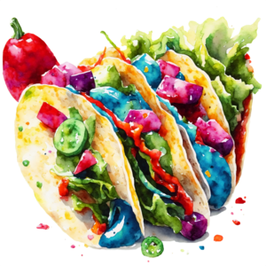 Scarica Pittura Vibrante di Tacos con Diversi Ripieni e Salsa PNG Online -  Creative Fabrica