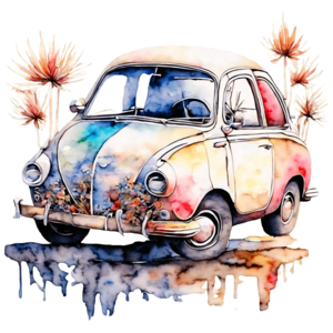 Télécharger Peinture à l'aquarelle vintage d'une vieille voiture