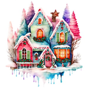 Uma casa aconchegante na floresta com uma montanha nevada ao fundo