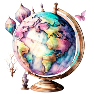 Télécharger Globe terrestre décoratif avec des papillons colorés