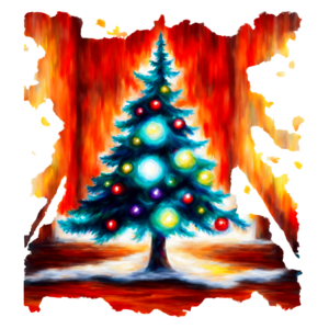 Festlicher roter Weihnachtsbaum mit bunten Ornamenten und Taschen PNG  online herunterladen – Creative Fabrica