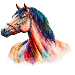 Baixe Pintura Colorida em Aquarela de Cavalo PNG - Creative Fabrica