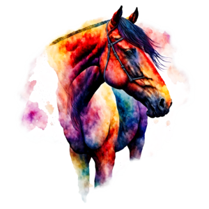 Baixe Pintura Colorida em Aquarela de Cavalo PNG - Creative Fabrica