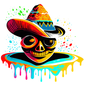 Scarica Teschio messicano colorato con cappello - Foto stock di arte PNG  Online - Creative Fabrica
