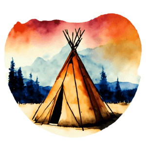 Download Native American Art: Indian Teepee Watercolor Painting PNG Online  - Creative Fabrica