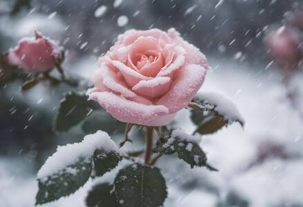 Rosa Rosa na Neve em um Dia de Inverno thumbnail